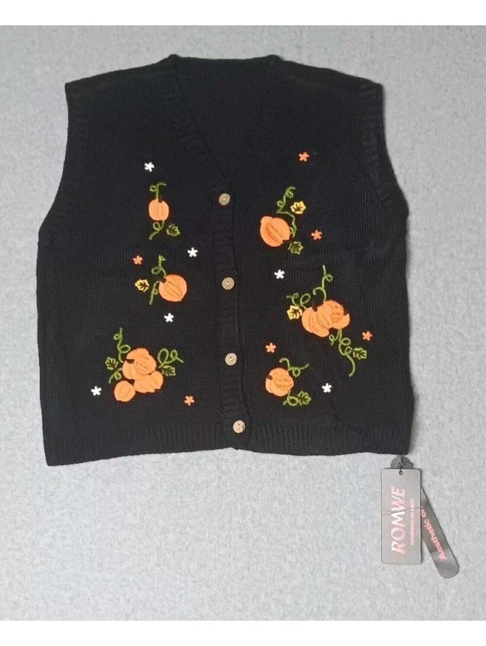 NWT! Romwe Knitted Button Up Sleeveless Vest Womens Size Medium Black With...